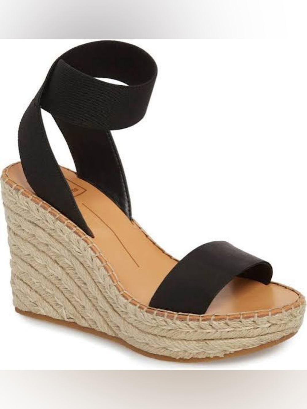 Dolce Vita Black Espadrille Wedge Ankle-Wrap Sandals Size 8 New